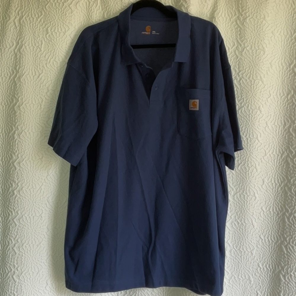Carhartt Blue Polo Shirt Casual Short Sleeve